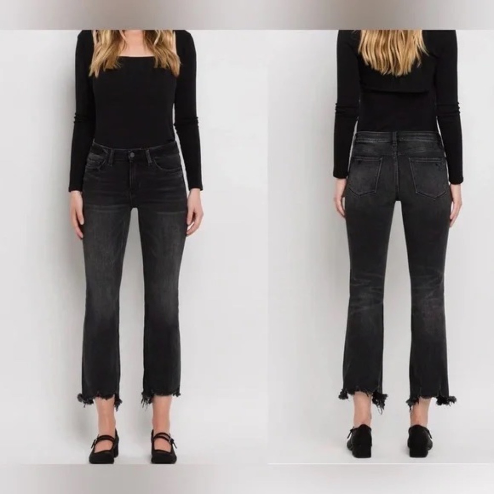 Flying Monkey "Trial Thing" Mid-Rise Distressed Hem Crop Flare‎ Women's Size 27